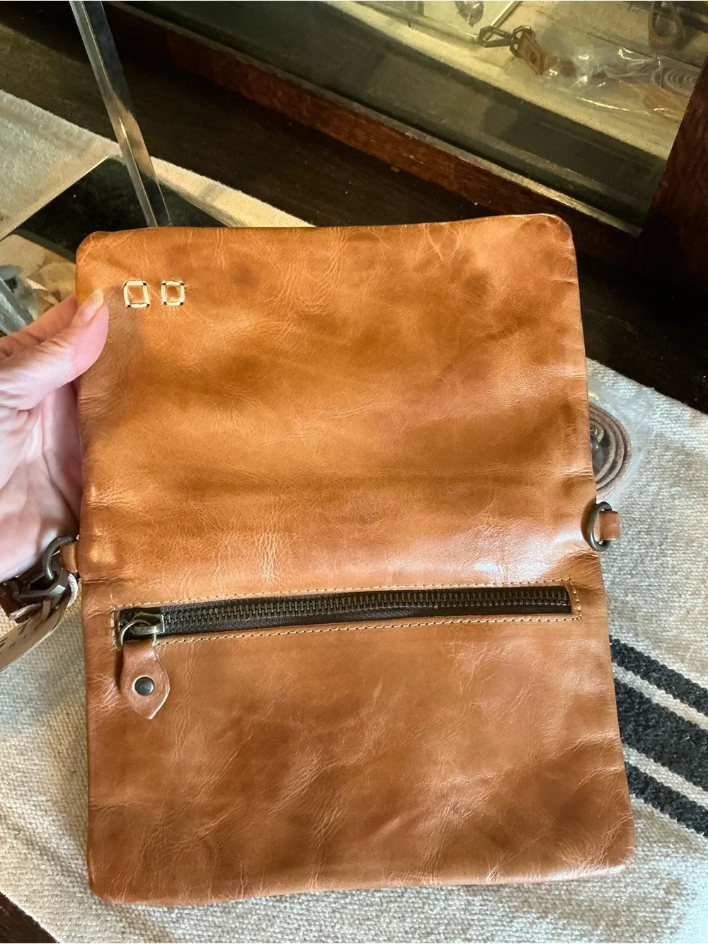 NWT Bed Stu Leather Cadence Wallet Wristlet Crossbody Bag Tan Rustic MSRP $179